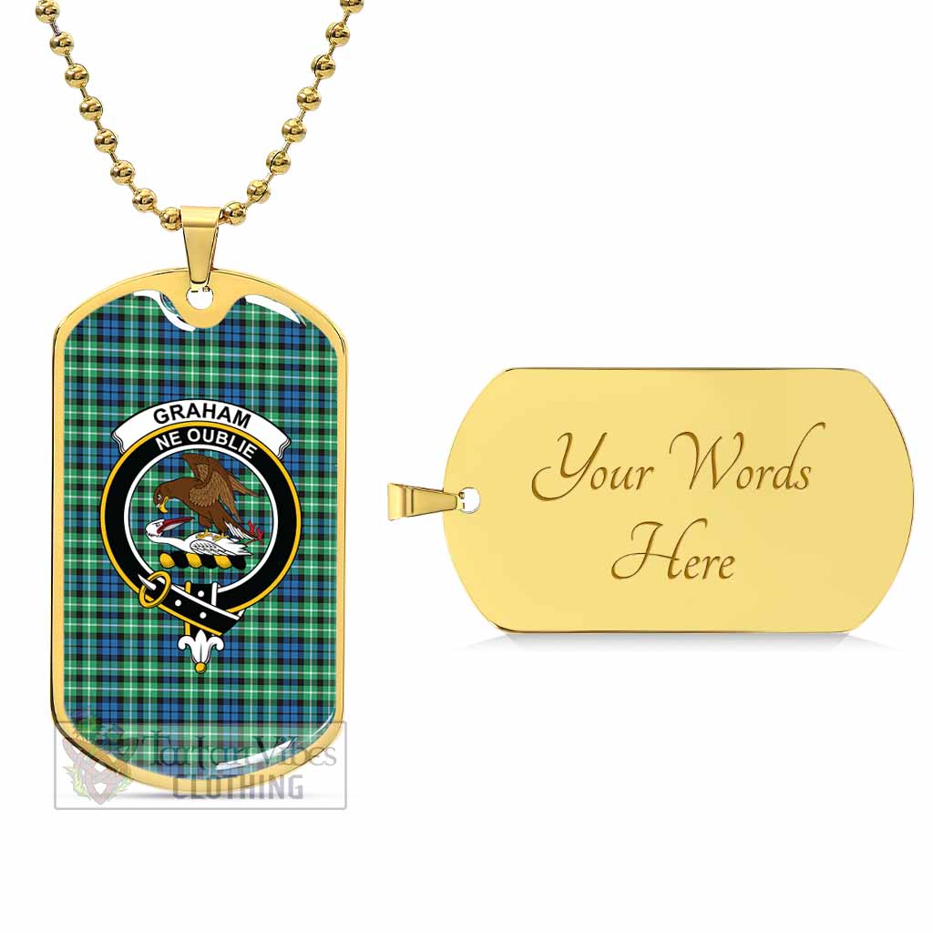 Tartan Vibes Clothing Graham Tartan Dog Tag Necklace with Family Crest