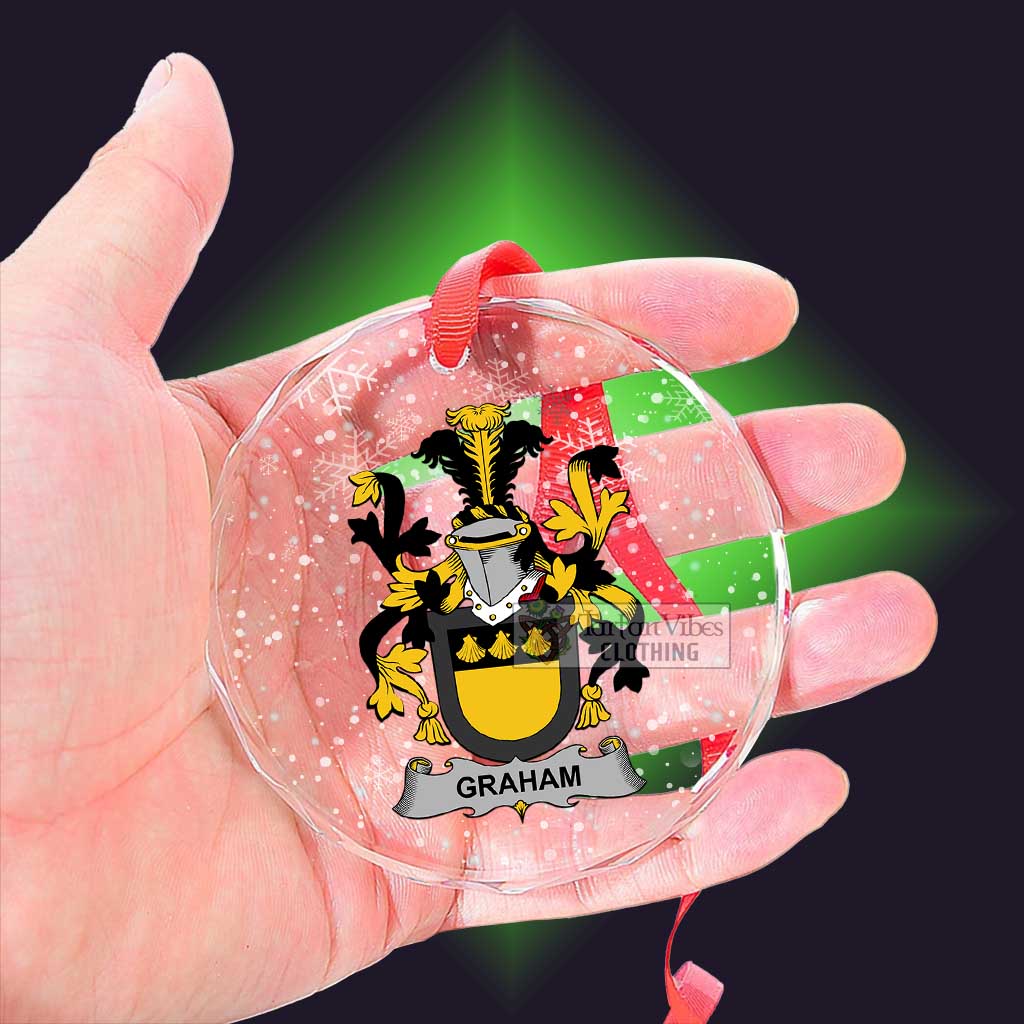 Tartan Vibes Clothing Graham Irish Clan Christmas Glass Ornament with Coat of Arms