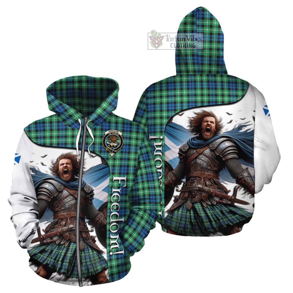 Tartan Vibes Clothing Graham Crest Tartan Cotton Hoodie Inspired by the Freedom of Scottish Warrior