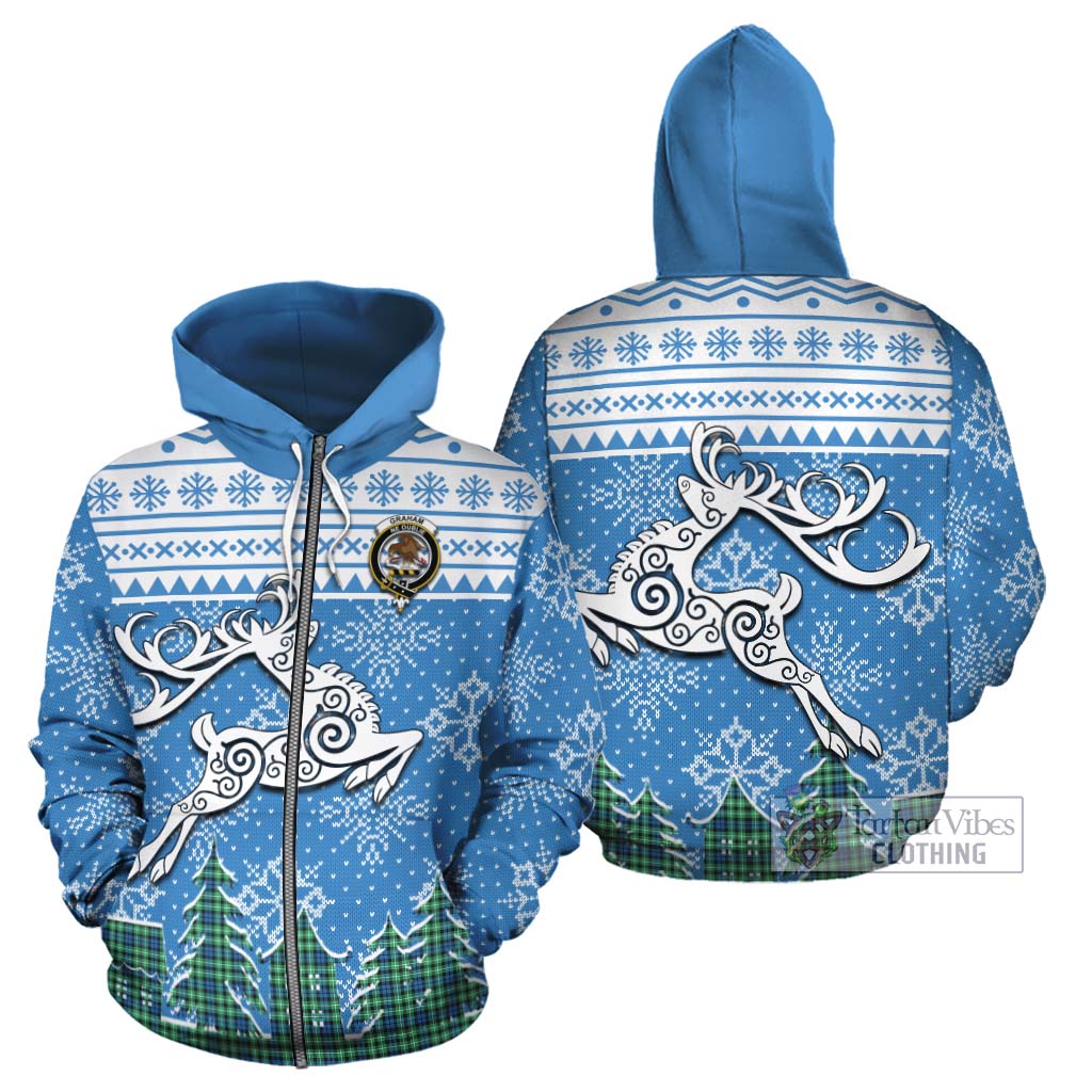 Tartan Vibes Clothing Graham Clan Christmas Cotton Hoodie Celtic Reindeer Style