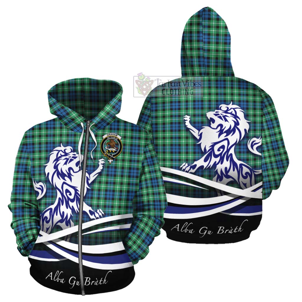 Tartan Vibes Clothing Graham Tartan Cotton Hoodie with Alba Gu Brath Regal Lion Emblem