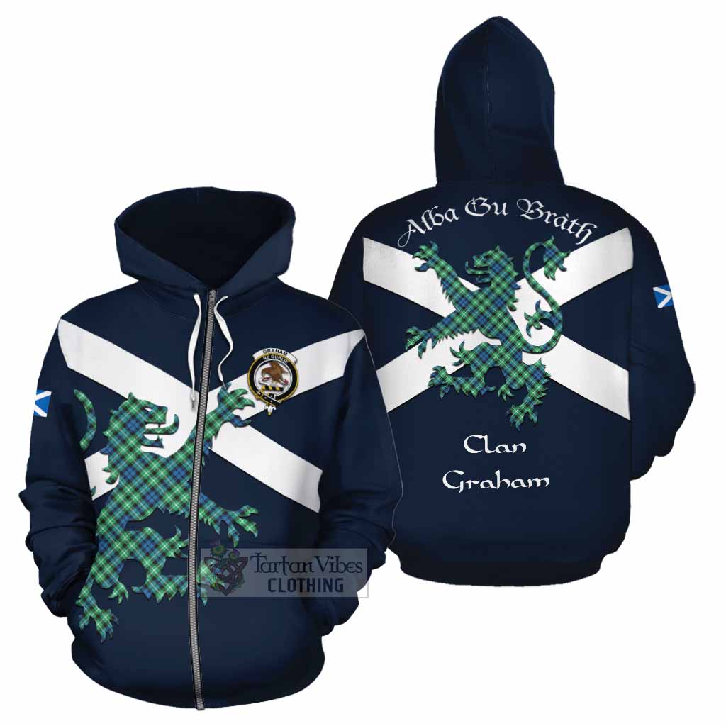 Tartan Vibes Clothing Graham Tartan Lion Rampant Cotton Hoodie Proudly Display Your Heritage with Alba Gu Brath and Clan Name