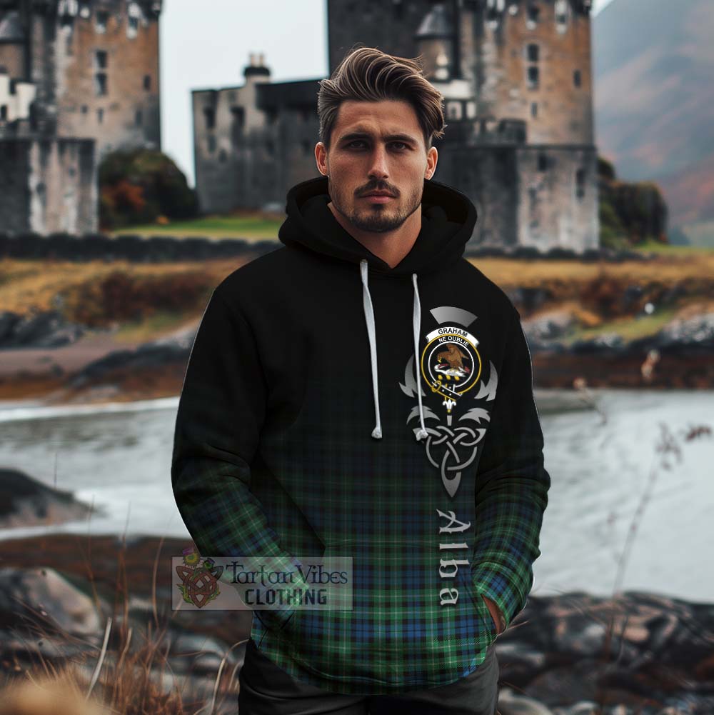 Tartan Vibes Clothing Graham Tartan Cotton Hoodie Featuring Alba Gu Brath Family Crest Celtic Inspired