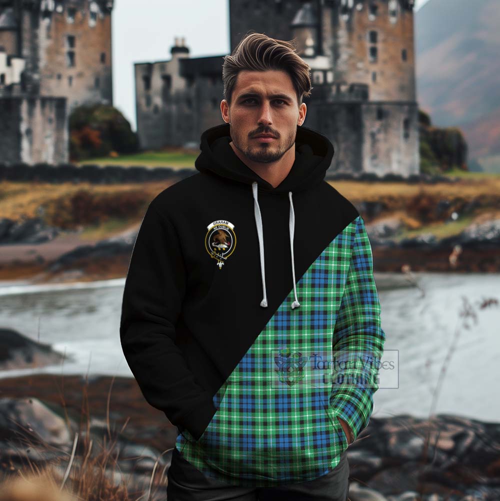 Tartan Vibes Clothing Graham Tartan Cotton Hoodie with Family Crest and Military Logo Style