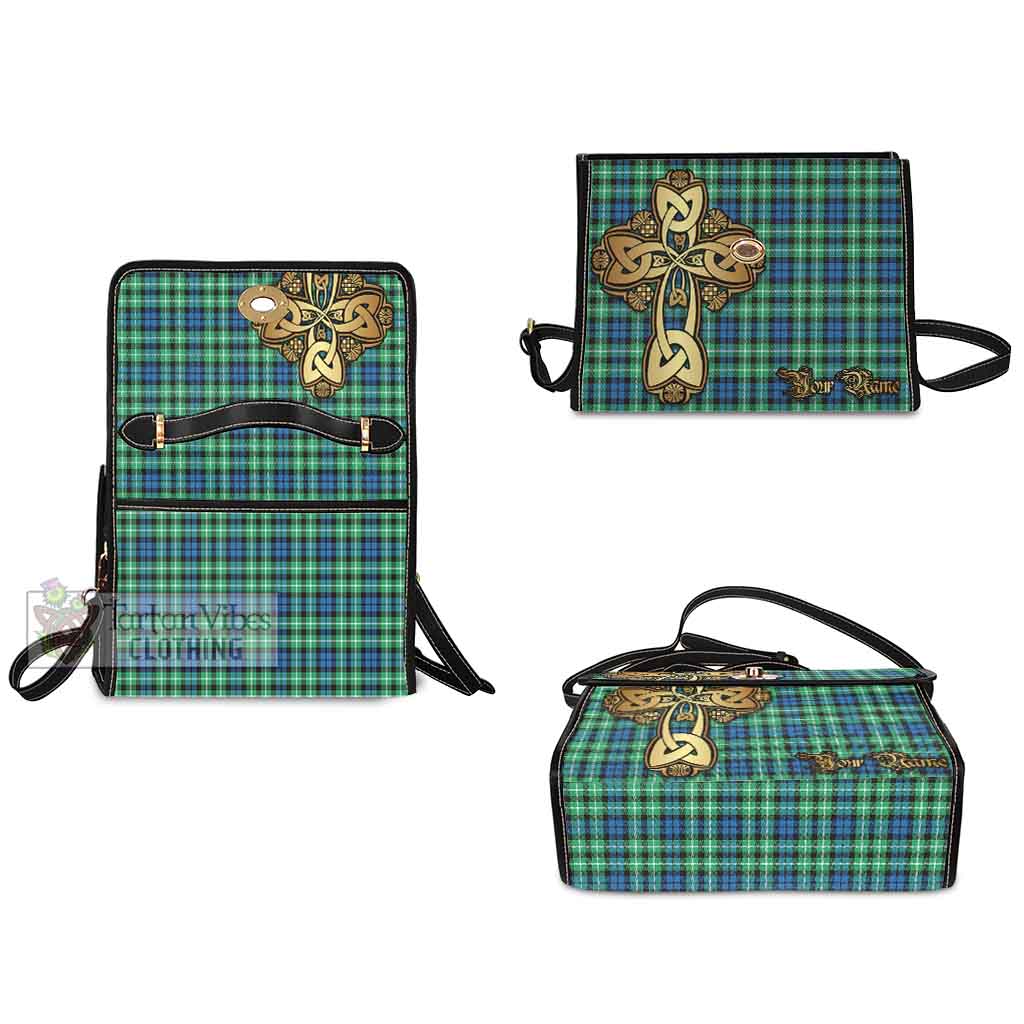 Tartan Vibes Clothing Graham Tartan Waterproof Canvas Bag Golden Thistle Celtic Cross Style