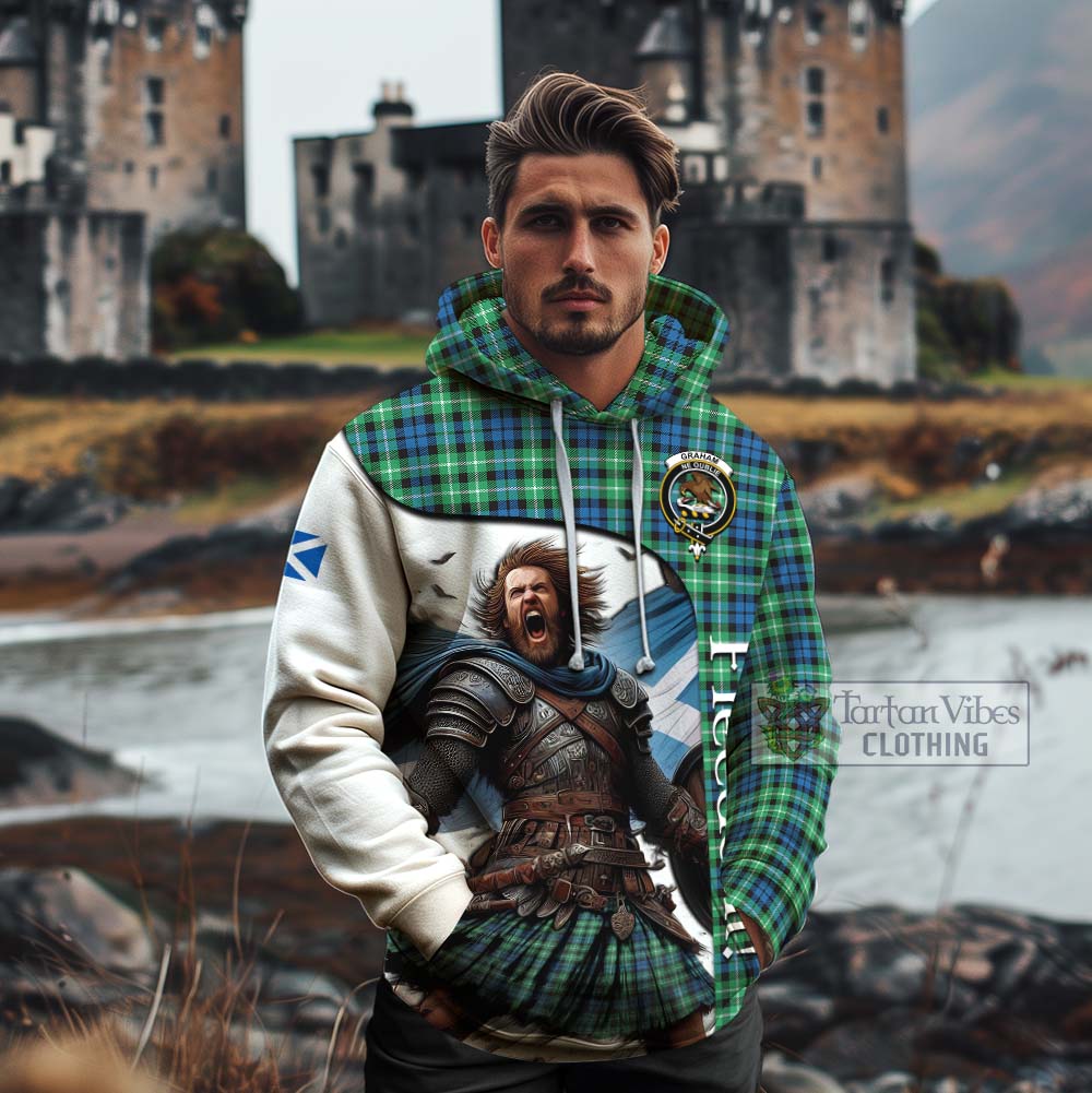 Tartan Vibes Clothing Graham Crest Tartan Cotton Hoodie Inspired by the Freedom of Scottish Warrior