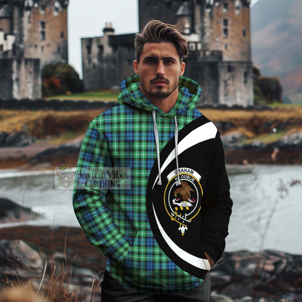 Tartan Vibes Clothing Graham Tartan Cotton Hoodie with Family Crest Circle Style