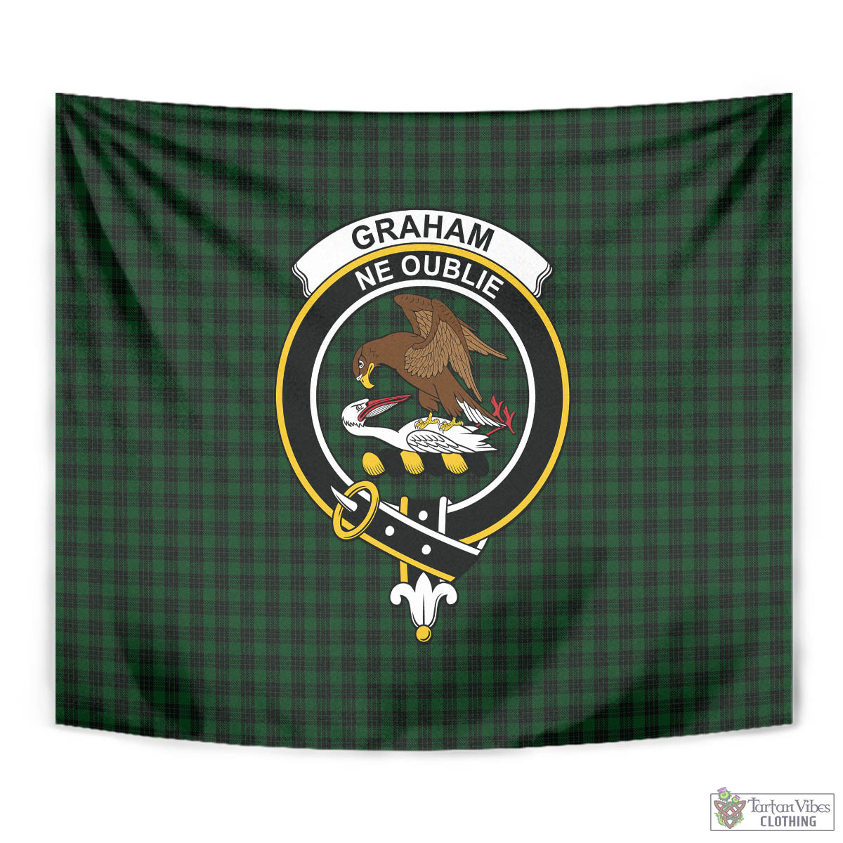 Tartan Vibes Clothing Graham Tartan Tapestry Wall Hanging and Home Decor for Room with Family Crest