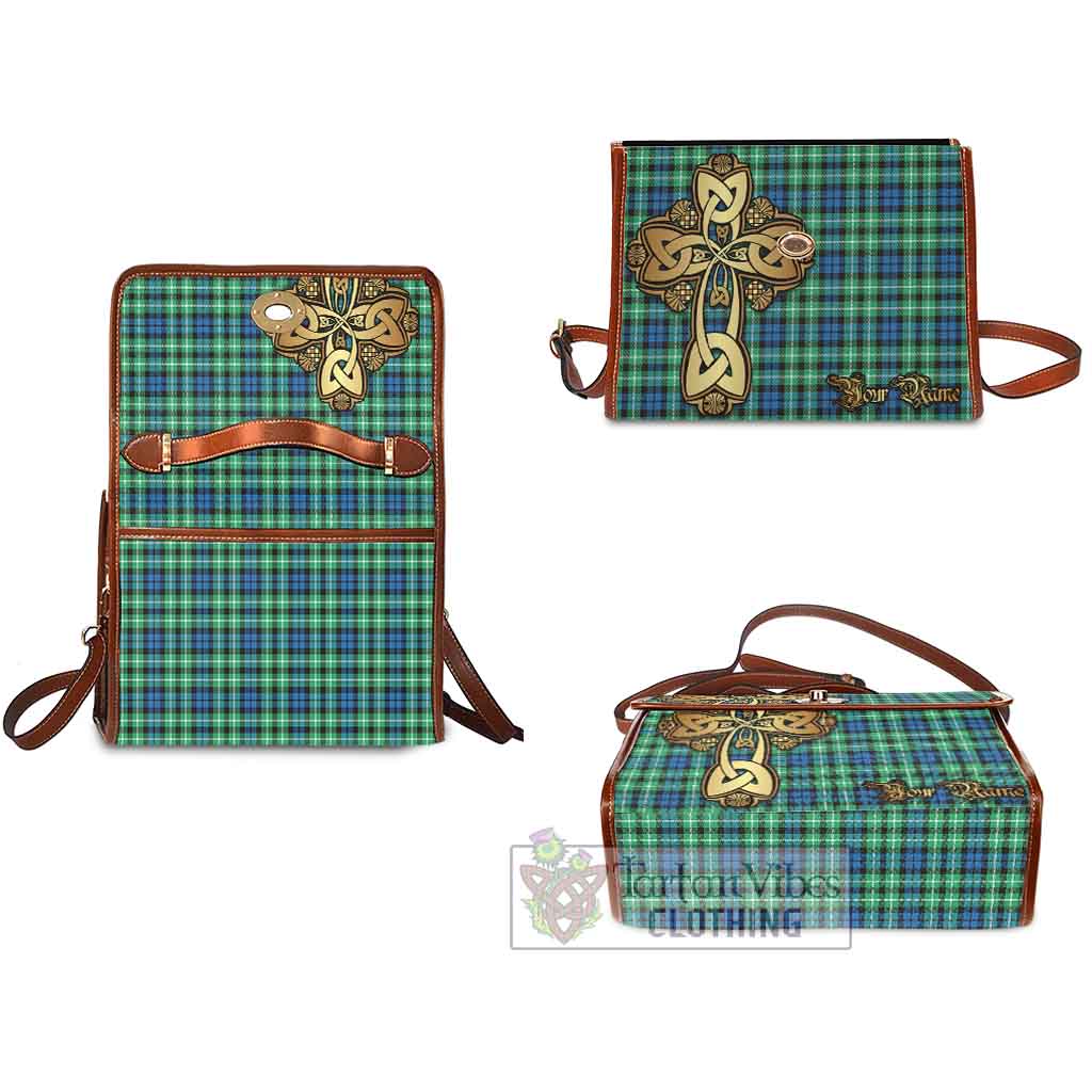 Tartan Vibes Clothing Graham Tartan Waterproof Canvas Bag Golden Thistle Celtic Cross Style