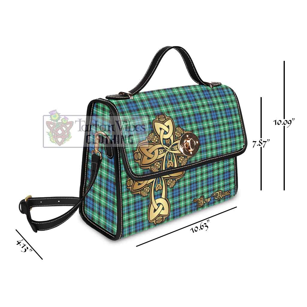 Tartan Vibes Clothing Graham Tartan Waterproof Canvas Bag Golden Thistle Celtic Cross Style