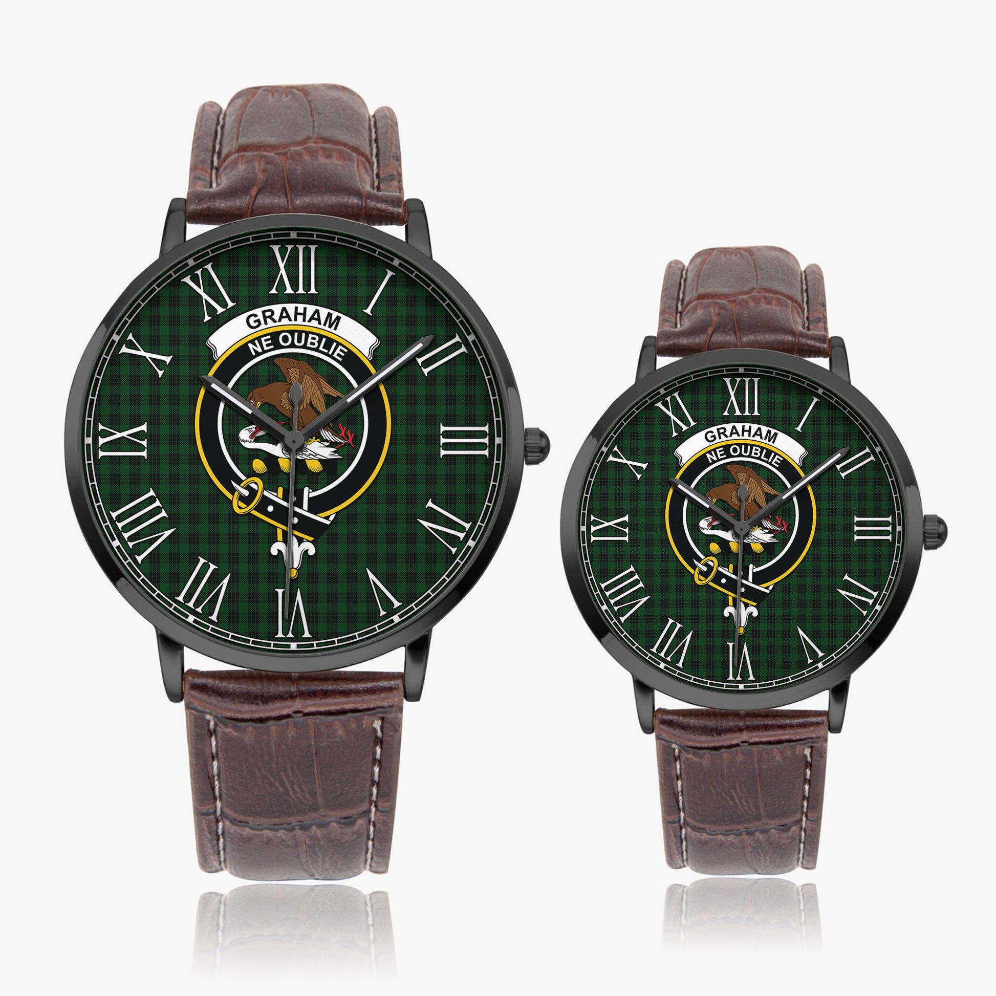 Graham Tartan Family Crest Leather Strap Quartz Watch - Tartanvibesclothing