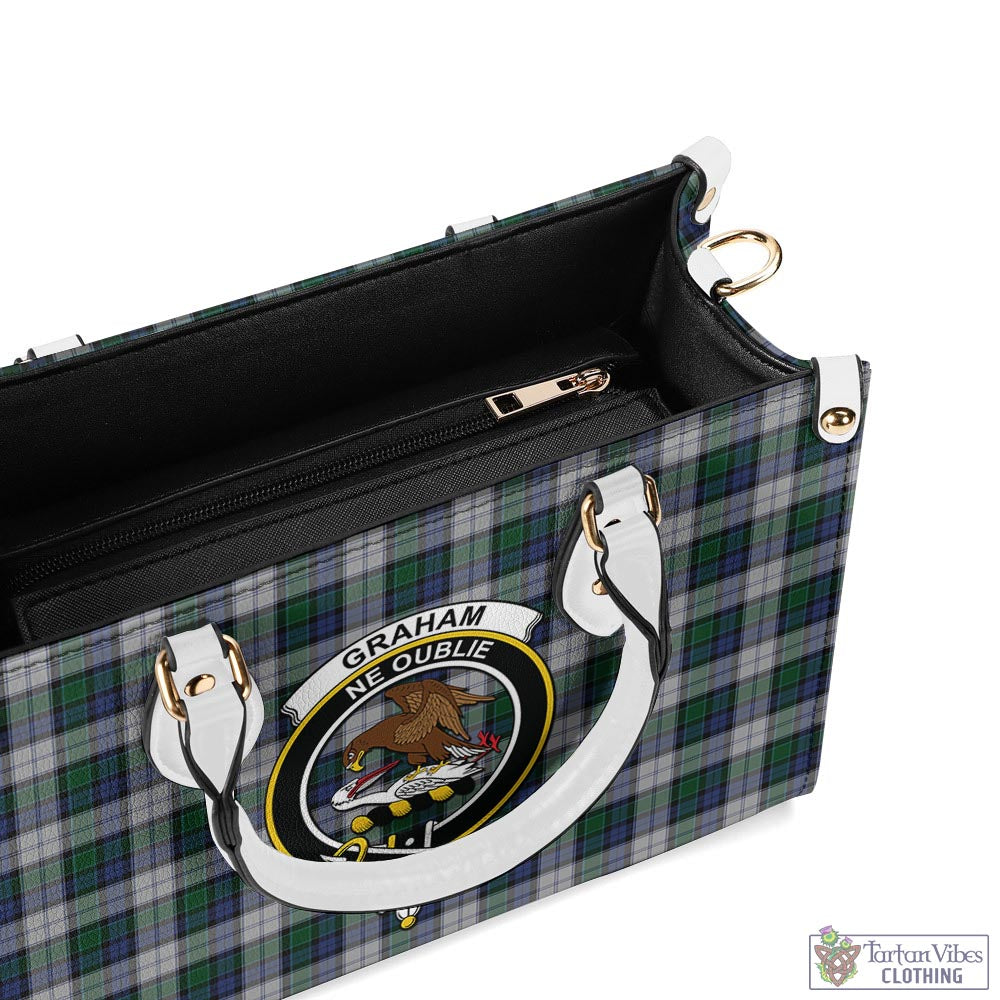 Tartan Vibes Clothing Graham Dress Tartan Luxury Leather Handbags with Family Crest