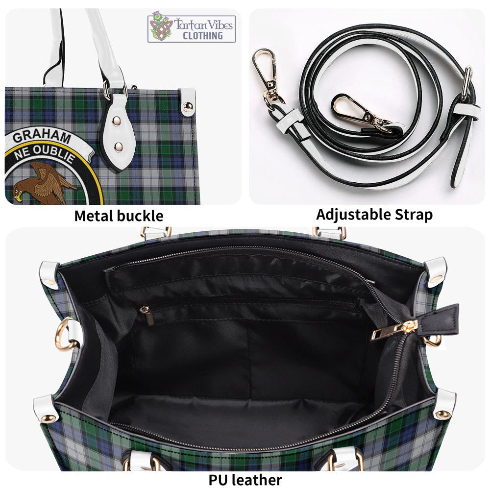 Tartan Vibes Clothing Graham Dress Tartan Luxury Leather Handbags with Family Crest