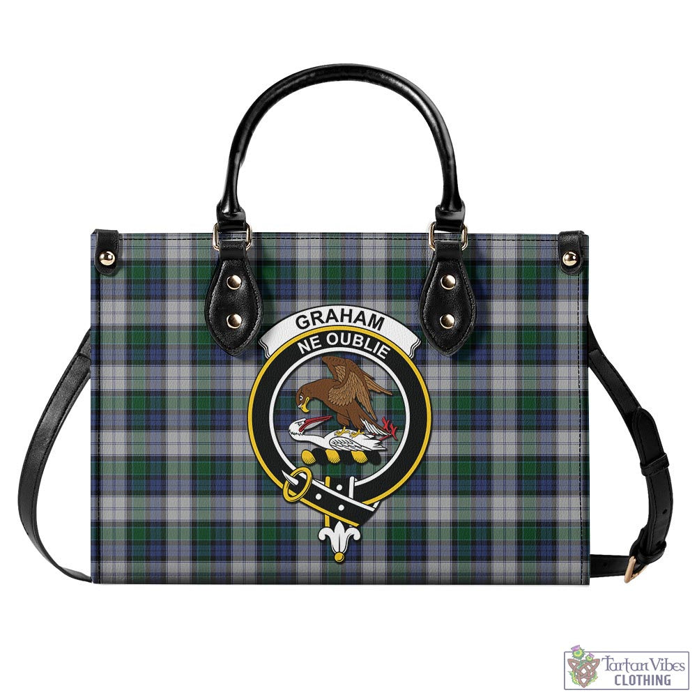 Tartan Vibes Clothing Graham Dress Tartan Luxury Leather Handbags with Family Crest