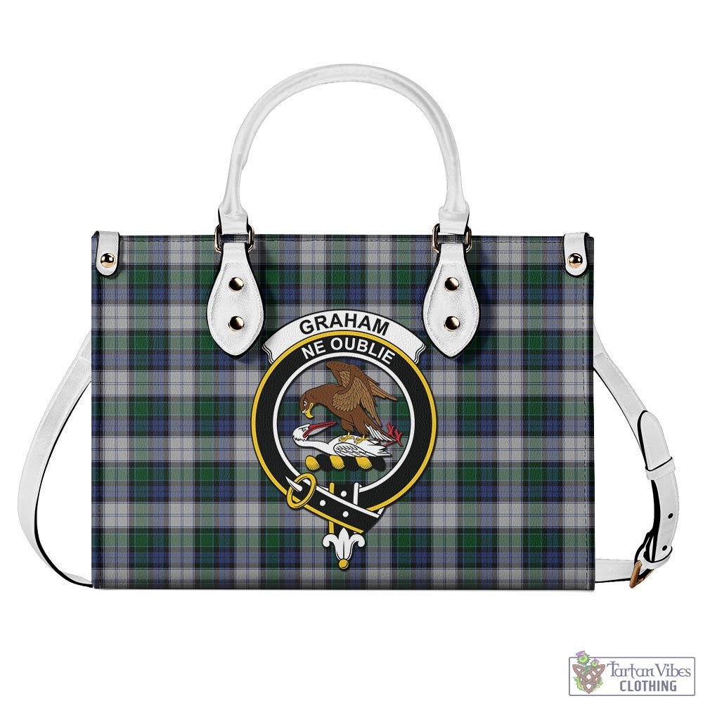 Tartan Vibes Clothing Graham Dress Tartan Luxury Leather Handbags with Family Crest