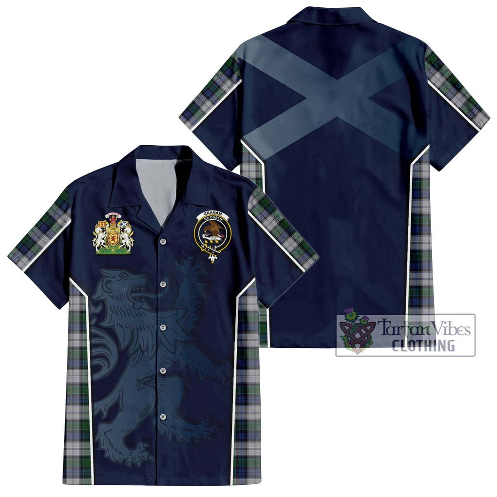 Graham Dress Tartan Short Sleeve Button Shirt with Family Crest and Lion Rampant Vibes Sport Style Kid - Tartan Vibes Clothing