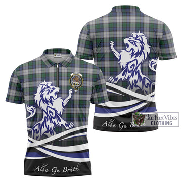 Graham Dress Tartan Zipper Polo Shirt with Alba Gu Brath Regal Lion Emblem