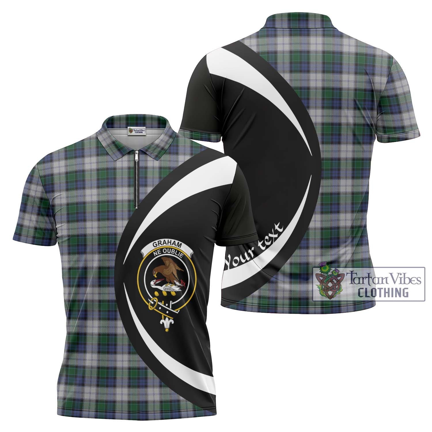 Tartan Vibes Clothing Graham Dress Tartan Zipper Polo Shirt with Family Crest Circle Style