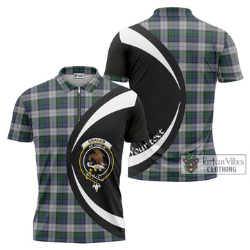 Graham Dress Tartan Zipper Polo Shirt with Family Crest Circle Style