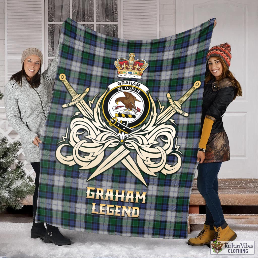 Tartan Vibes Clothing Graham Dress Tartan Blanket with Clan Crest and the Golden Sword of Courageous Legacy