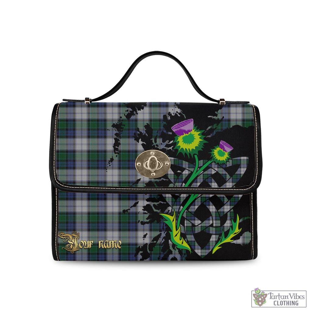 Tartan Vibes Clothing Graham Dress Tartan Waterproof Canvas Bag with Scotland Map and Thistle Celtic Accents