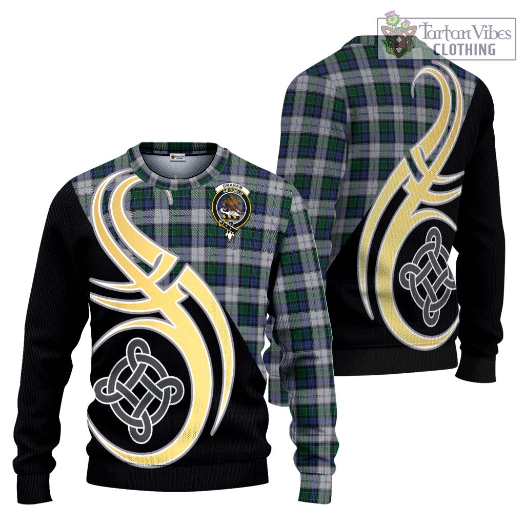 Graham Dress Tartan Knitted Sweater with Family Crest and Celtic Symbol Style Unisex - Tartan Vibes Clothing