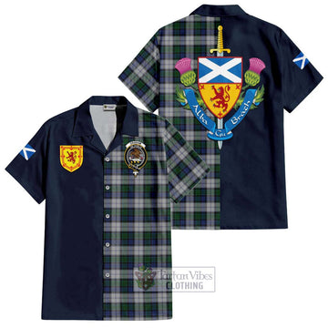 Graham Dress Tartan Short Sleeve Button Shirt Alba with Scottish Lion Royal Arm Half Style