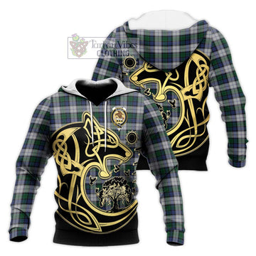 Graham Dress Tartan Knitted Hoodie with Family Crest Celtic Wolf Style