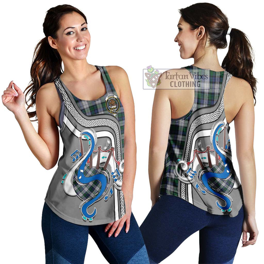 Graham Dress Tartan Women's Racerback Tanks with Epic Bagpipe Style 4XL - Tartanvibesclothing Shop