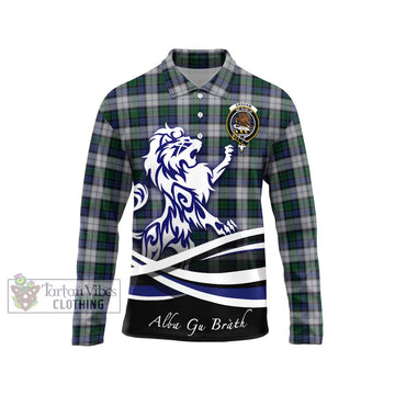 Graham Dress Tartan Long Sleeve Polo Shirt with Alba Gu Brath Regal Lion Emblem