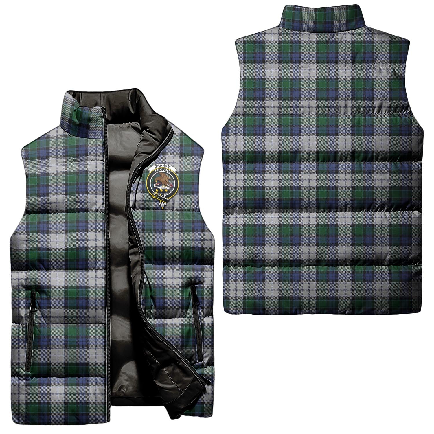 Graham Dress Tartan Sleeveless Puffer Jacket with Family Crest Unisex - Tartanvibesclothing