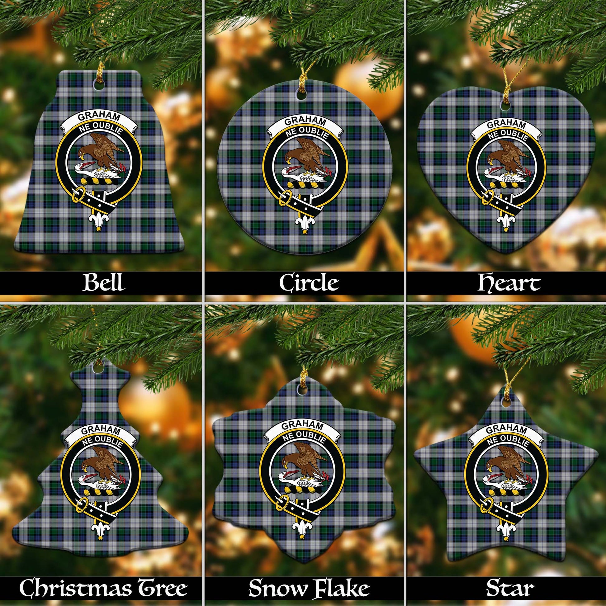 Graham Dress Tartan Christmas Ornaments with Family Crest - Tartanvibesclothing