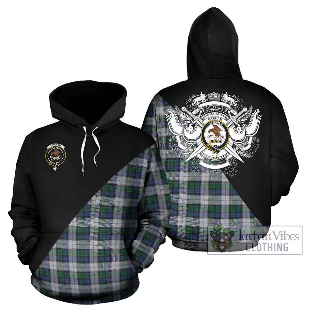 Graham Dress Tartan Hoodie with Family Crest and Military Logo Style Zip Hoodie - Tartanvibesclothing Shop