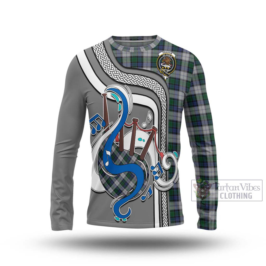 Tartan Vibes Clothing Graham Dress Tartan Long Sleeve T-Shirt with Epic Bagpipe Style