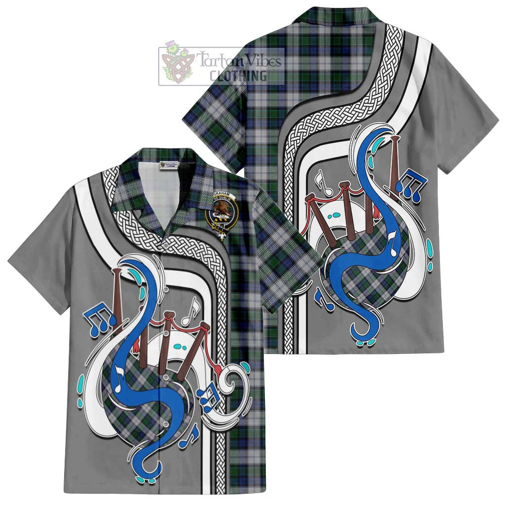 Graham Dress Tartan Short Sleeve Button Shirt with Epic Bagpipe Style Kid - Tartanvibesclothing Shop