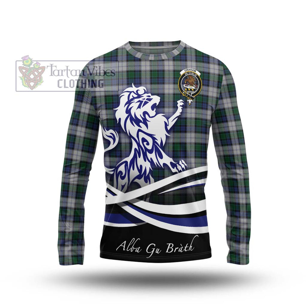 Graham Dress Tartan Long Sleeve T-Shirt with Alba Gu Brath Regal Lion Emblem Unisex - Tartanvibesclothing Shop