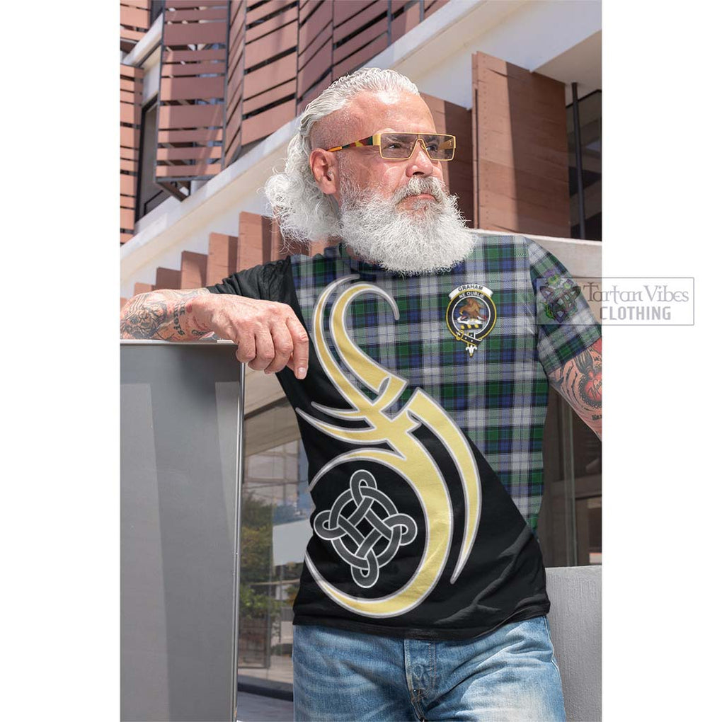 Tartan Vibes Clothing Graham Dress Tartan Cotton T-shirt with Family Crest and Celtic Symbol Style