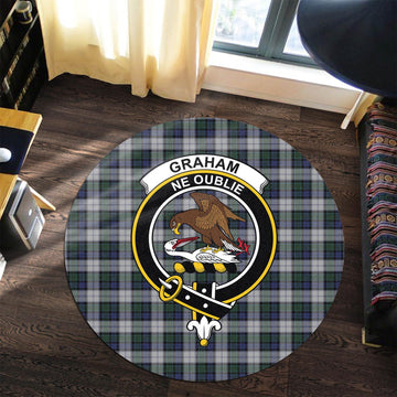 Graham Dress Tartan Round Rug with Family Crest