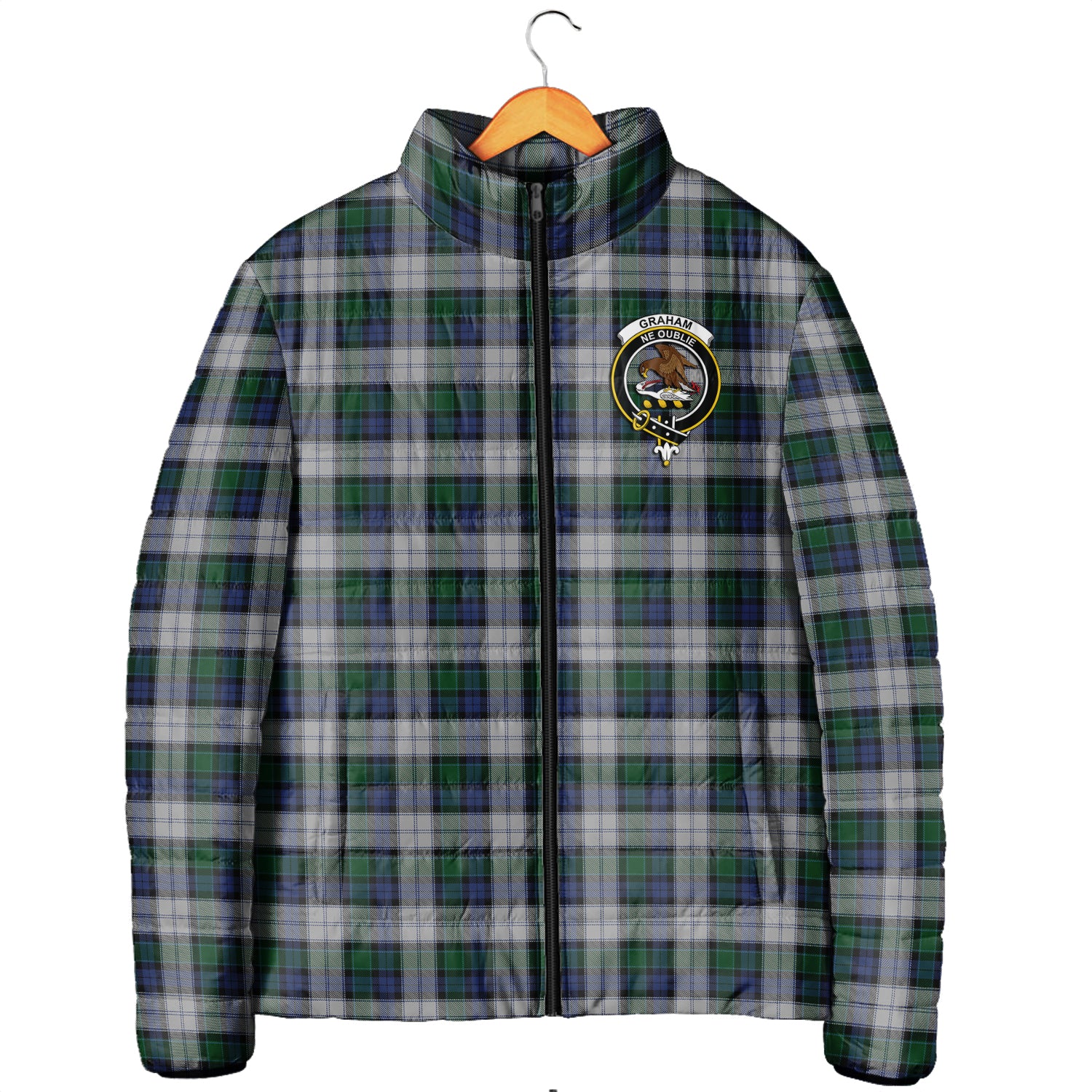 Graham Dress Tartan Padded Jacket with Family Crest Men's Padded Jacket - Tartan Vibes Clothing