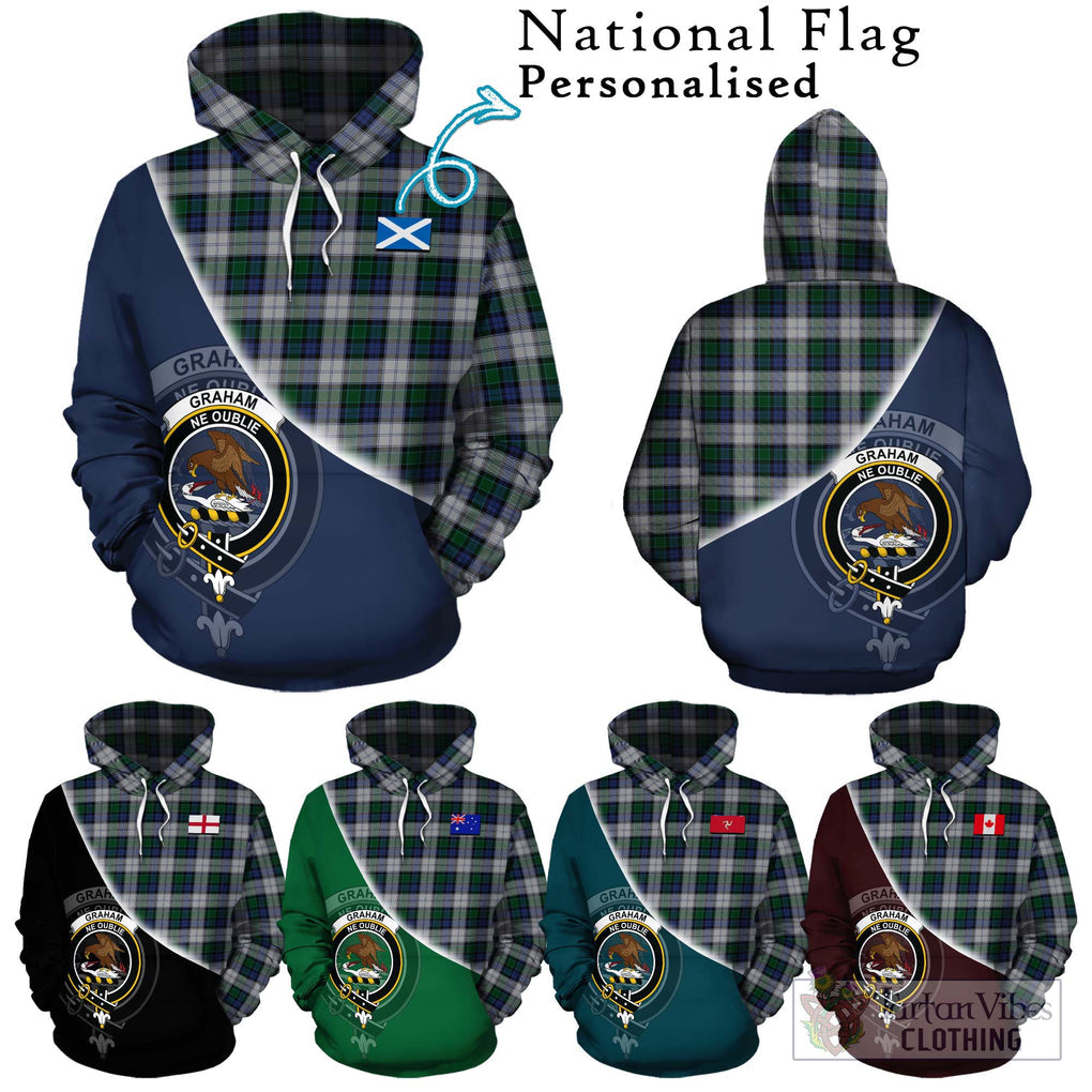 Graham Dress Tartan Hoodie with Personalised National Flag and Family Crest Half Style Zip Hoodie - Tartanvibesclothing Shop