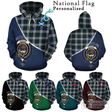 Graham Dress Tartan Hoodie with Personalised National Flag and Family Crest Half Style