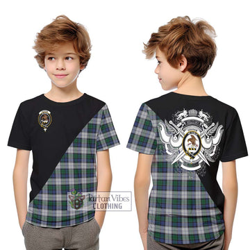 Graham Dress Tartan Kid T-Shirt with Family Crest and Military Logo Style