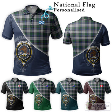 Graham Dress Tartan Polo Shirt with Personalised National Flag and Family Crest Half Style