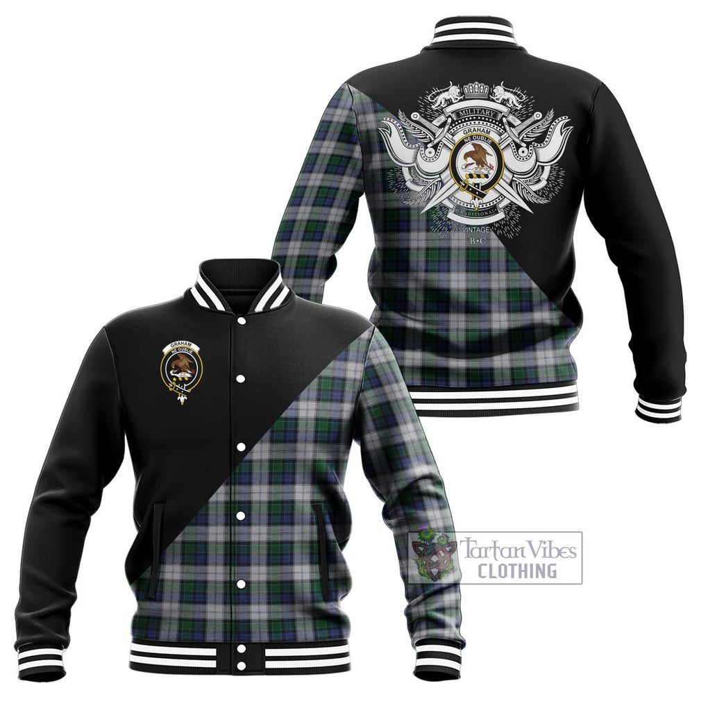 Graham Dress Tartan Baseball Jacket with Family Crest and Military Logo Style Unisex - Tartanvibesclothing Shop