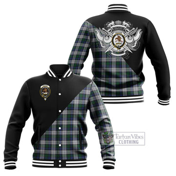 Graham Dress Tartan Baseball Jacket with Family Crest and Military Logo Style