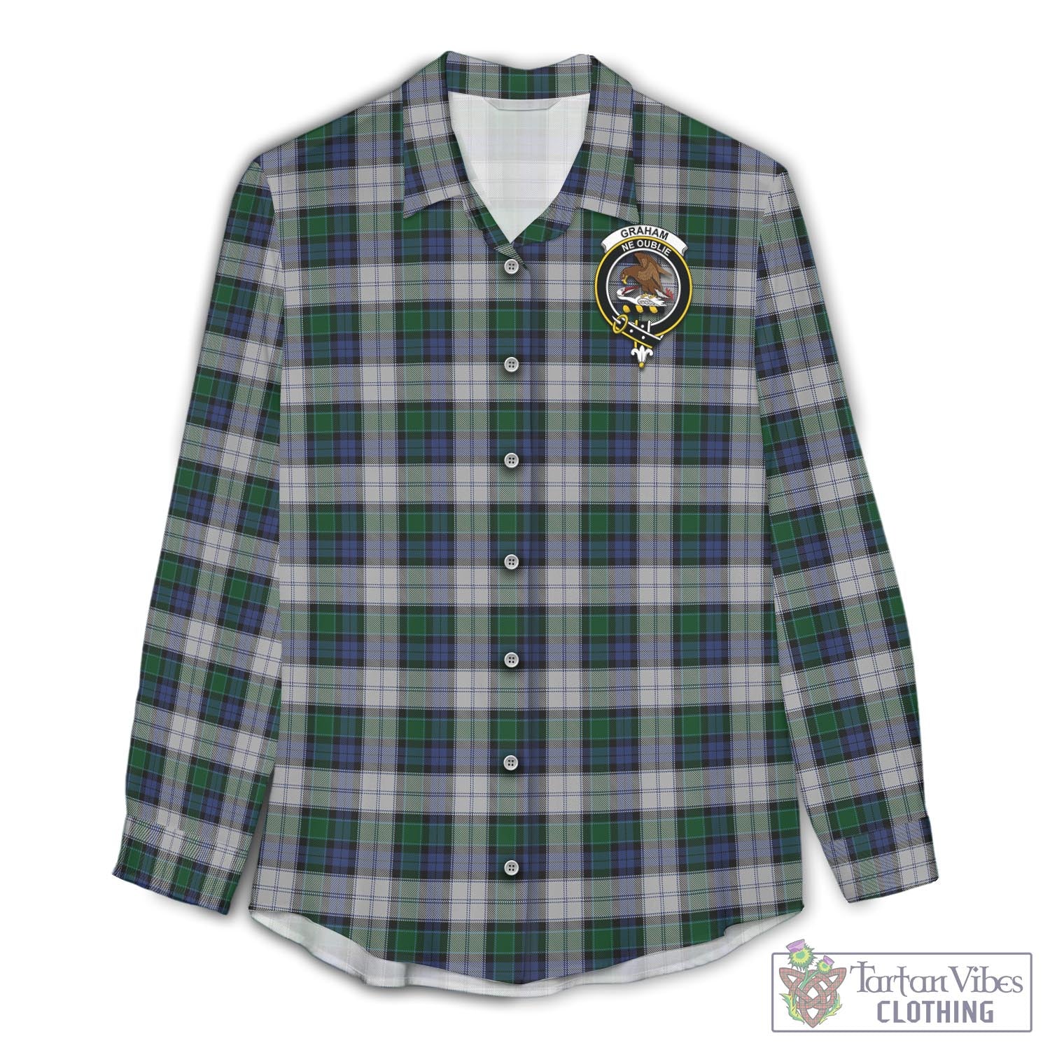 Tartan Vibes Clothing Graham Dress Tartan Womens Casual Shirt with Family Crest