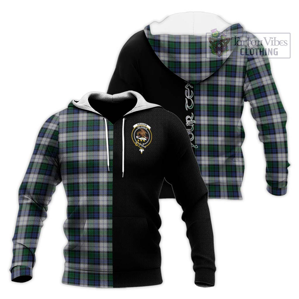 Graham Dress Tartan Knitted Hoodie with Family Crest and Half Of Me Style Unisex Knitted Pullover Hoodie - Tartanvibesclothing Shop