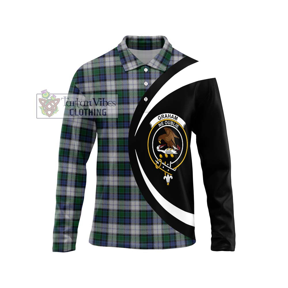 Graham Dress Tartan Long Sleeve Polo Shirt with Family Crest Circle Style Unisex - Tartan Vibes Clothing