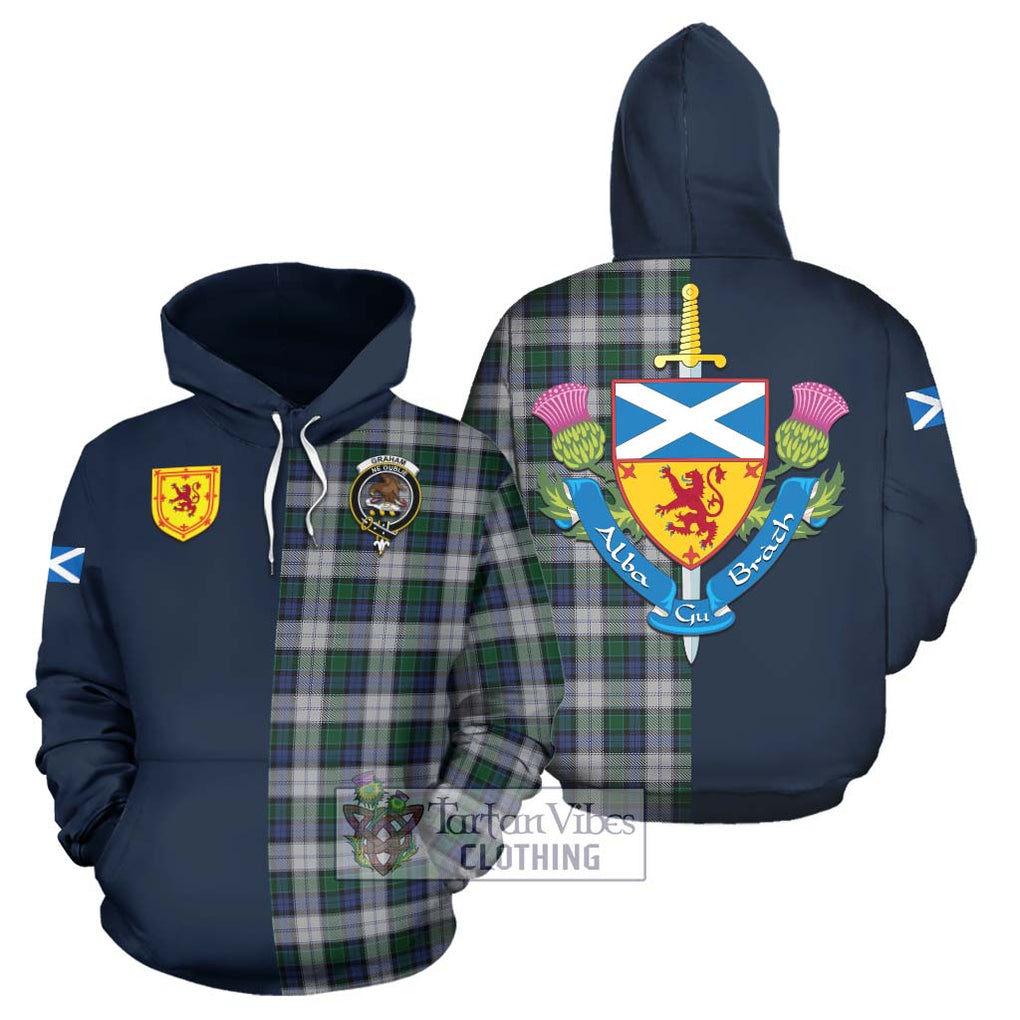 Tartan Vibes Clothing Graham Dress Tartan Hoodie with Scottish Lion Royal Arm Half Style