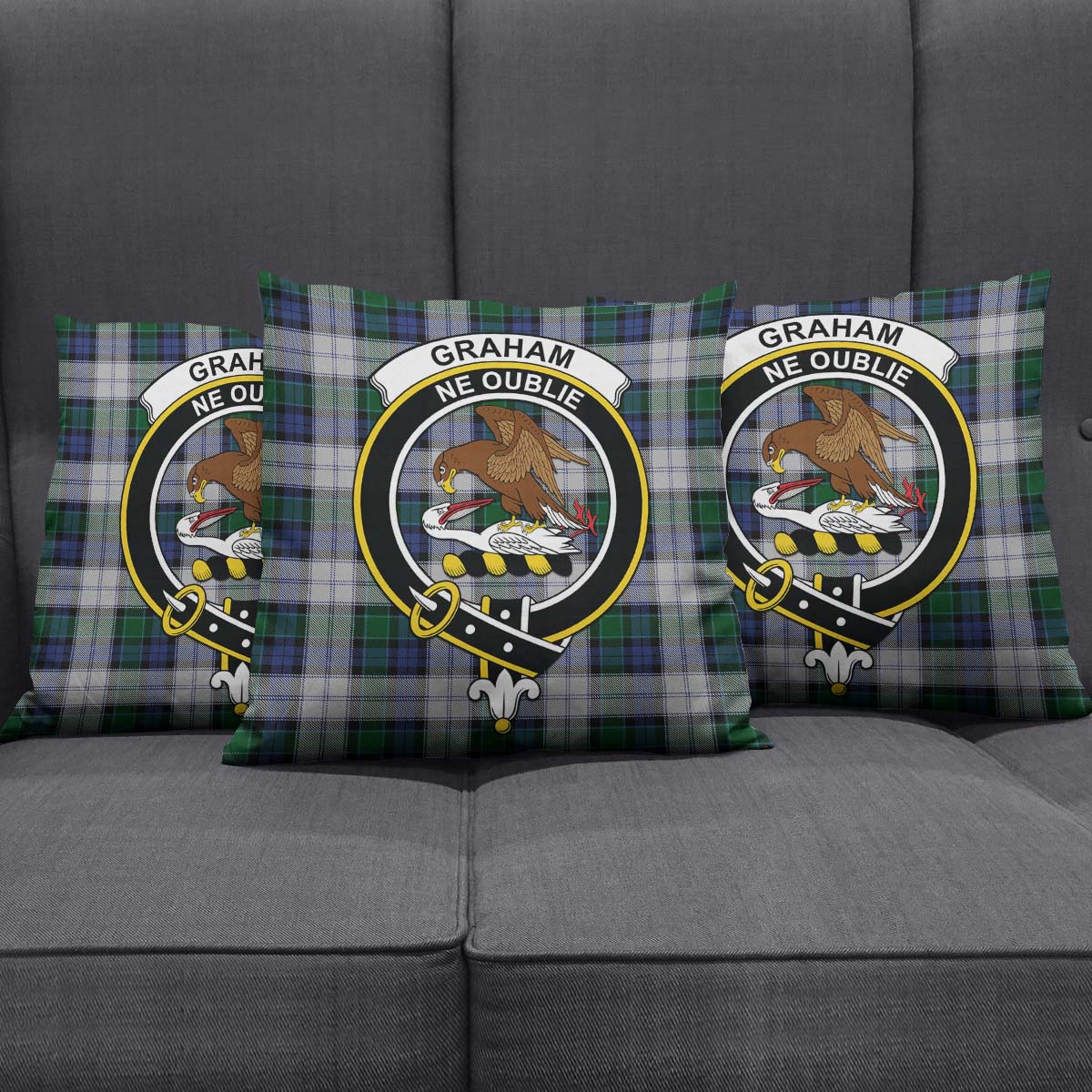 Graham Dress Tartan Pillow Cover with Family Crest Square Pillow Cover - Tartanvibesclothing